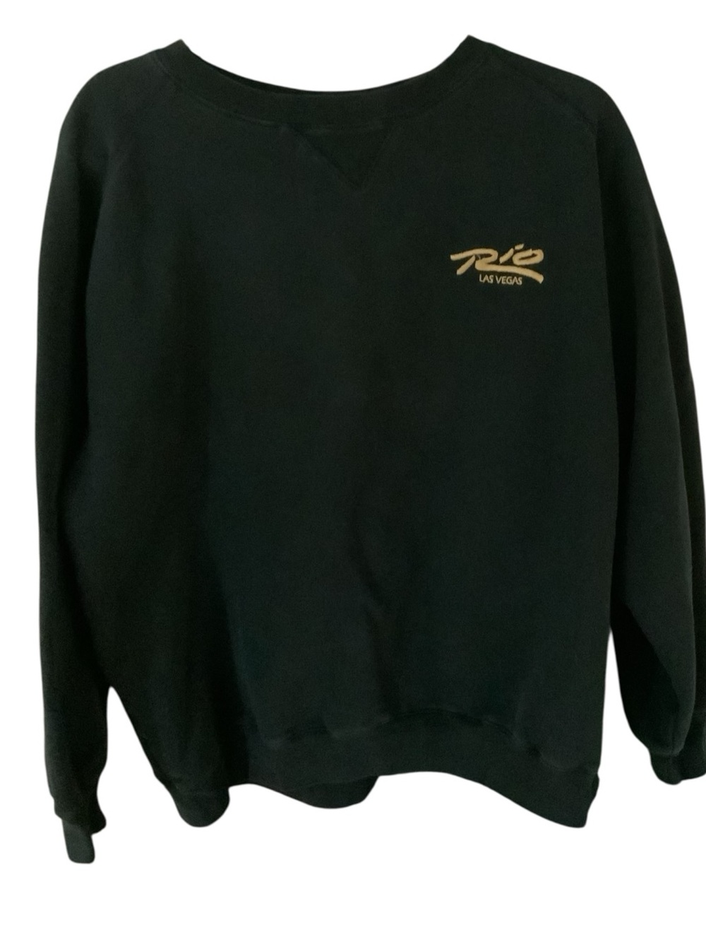 Black Crewneck Sweatshirt with Gold Logo
